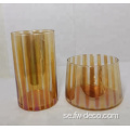 Clear Amber Luster Colored Glass Hurricane Candle Holder